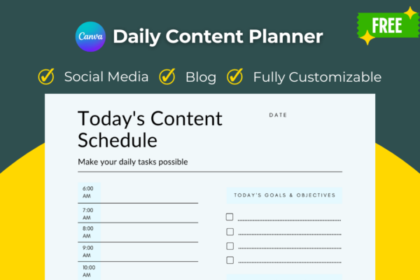 daily content planner canva template