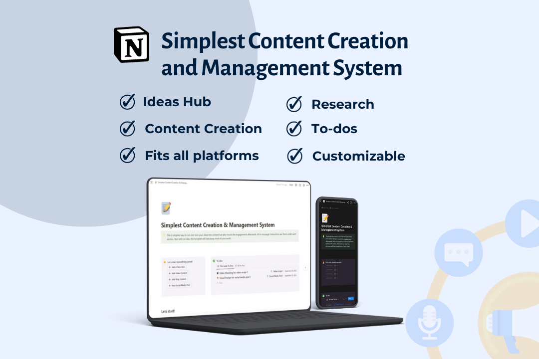 simplest content creation and management system notion template