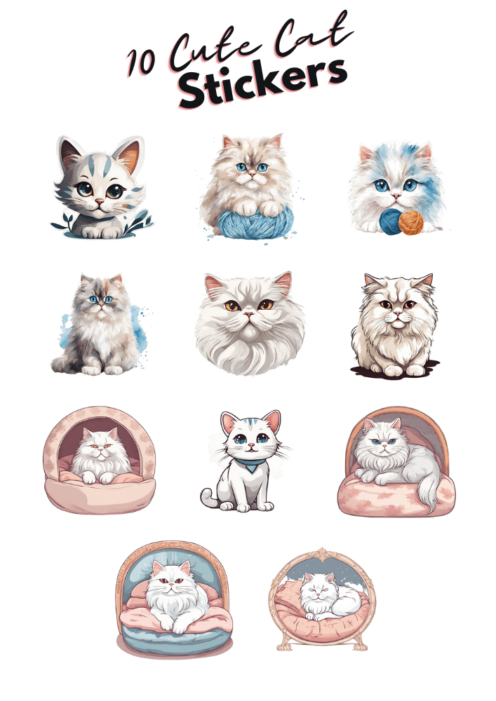 Cute Cat Stickers Free download - Printable Cat Stickers - PreCreates