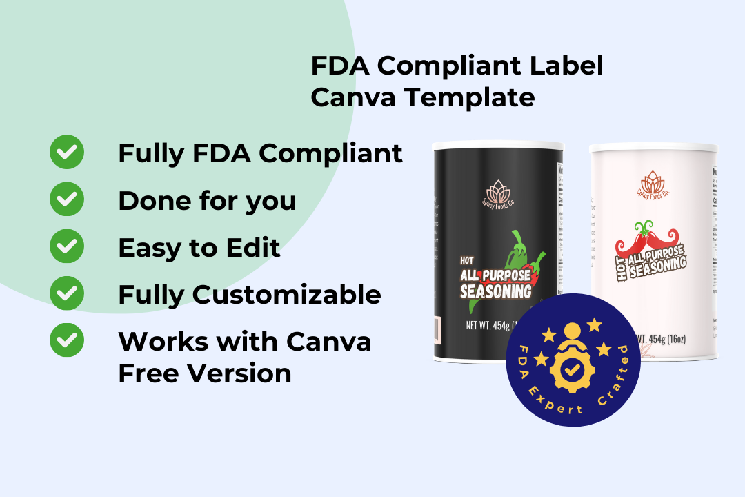 FDA Compliant Spice Jars Label 16oz, Editable in Canva