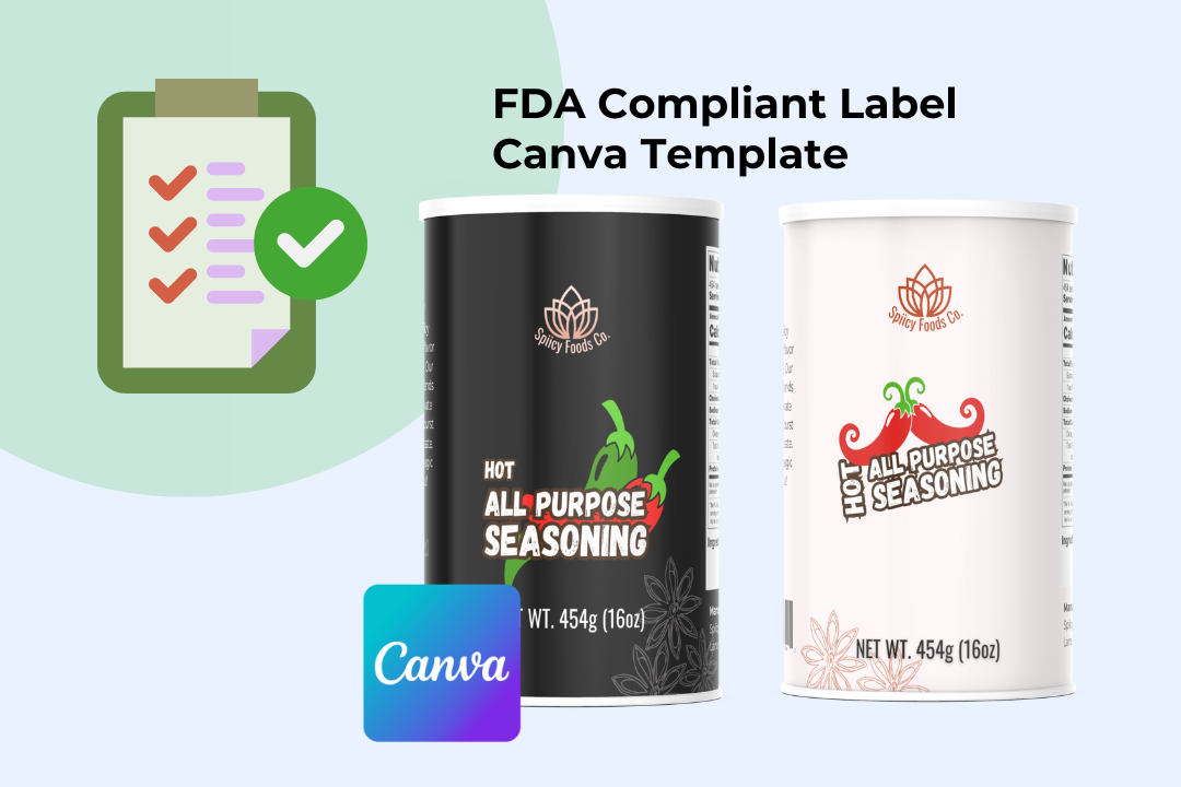 FDA Compliant Spice Jars Label 16oz, Editable in Canva